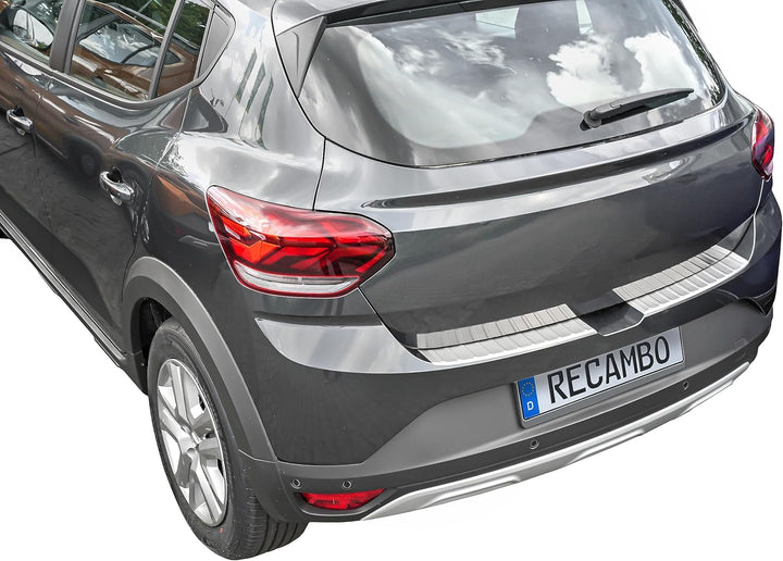 RECAMBO Ladekantenschutz Edelstahl matt gebürstet mit Textur - kompatibel für Dacia Sandero 3 - DJF