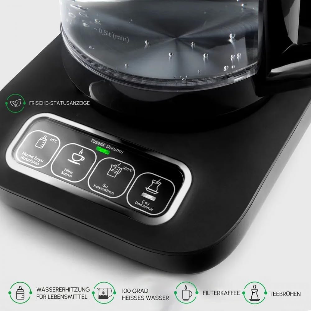 Karaca Caysever Robotea Pro 4 in 1 sprechende automatische Glas-Tee- und Filterkaffee Brühmaschine 2