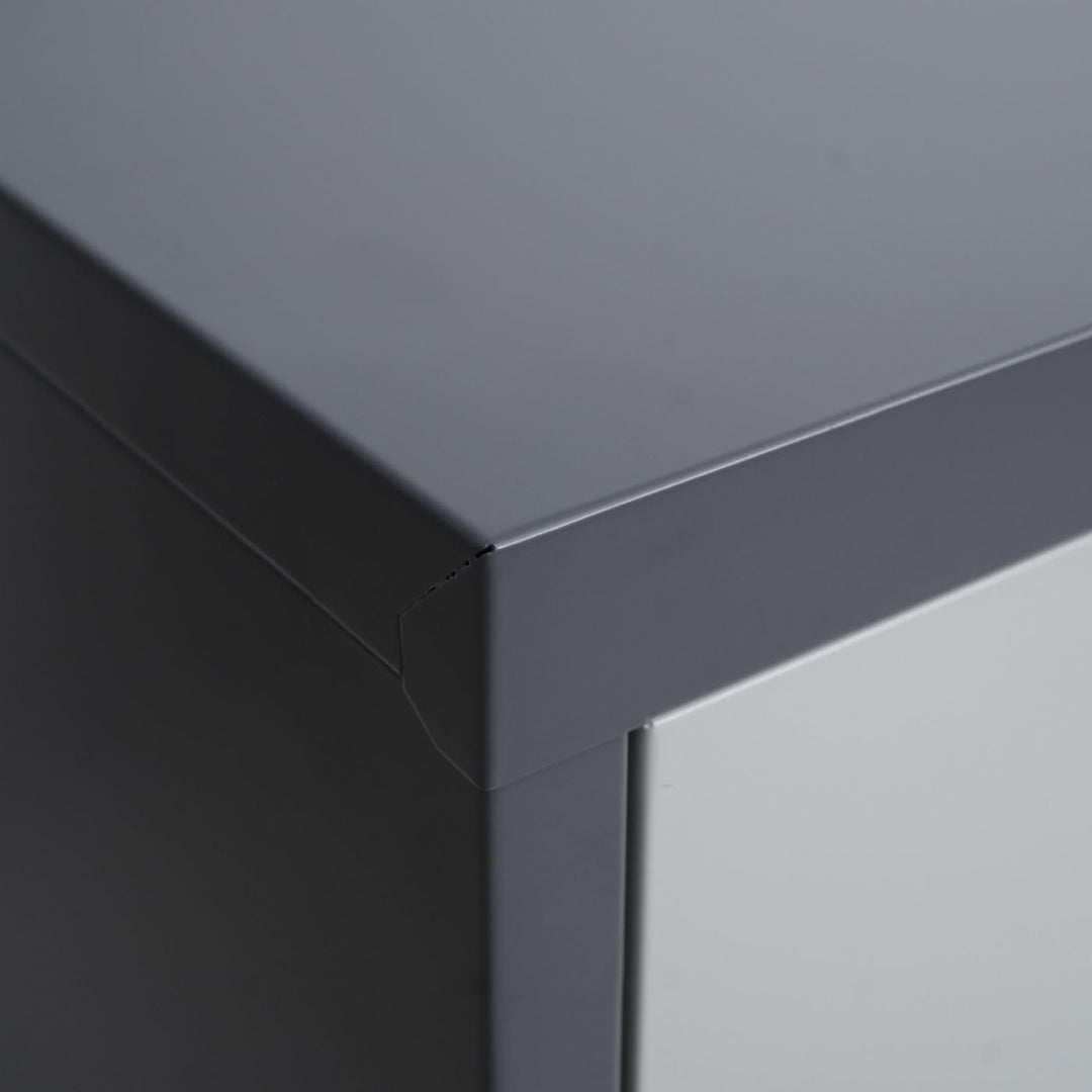 Aktenschrank HWC-O50, Büroschrank Stahlschrank mit Rollen, 2 Türen abschliessbar, Stahl 98x80x40cm -