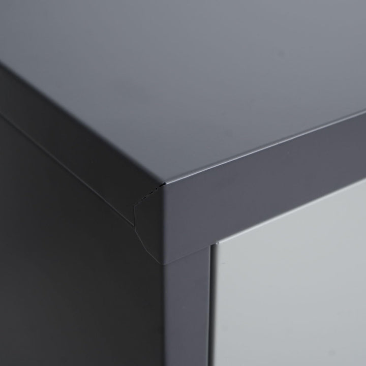 Aktenschrank HWC-O50, Büroschrank Stahlschrank mit Rollen, 2 Türen abschliessbar, Stahl 98x80x40cm -