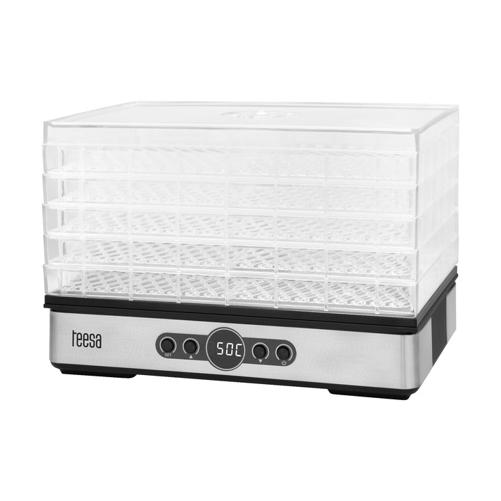 Teesa Pilztrockner Gemüse Obst Leistung 400W 5 Klar Sit LCD Display Thermokreislauf Temperaturregelu