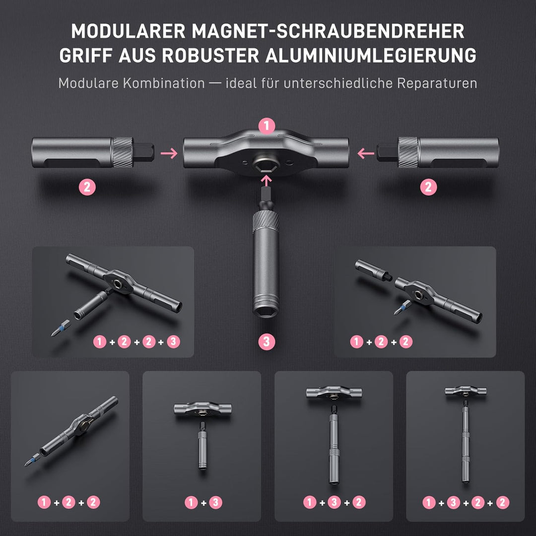 42 in 1 Präzisions Schraubendreher Set Magnetisch, Multi-Bit Reparatur Werkzeug für Laptop, Handy, S