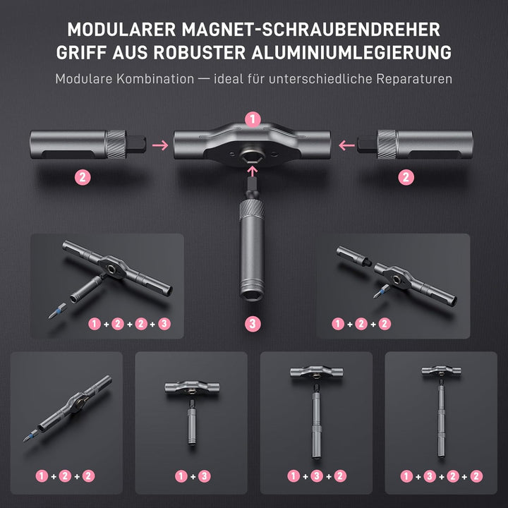 42 in 1 Präzisions Schraubendreher Set Magnetisch, Multi-Bit Reparatur Werkzeug für Laptop, Handy, S