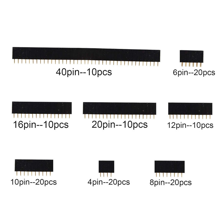 HALJIA 120 x 2,54 mm gerade einreihige stapelbare Buchsenleiste, Leiterplattenplatte, weibliche Stif