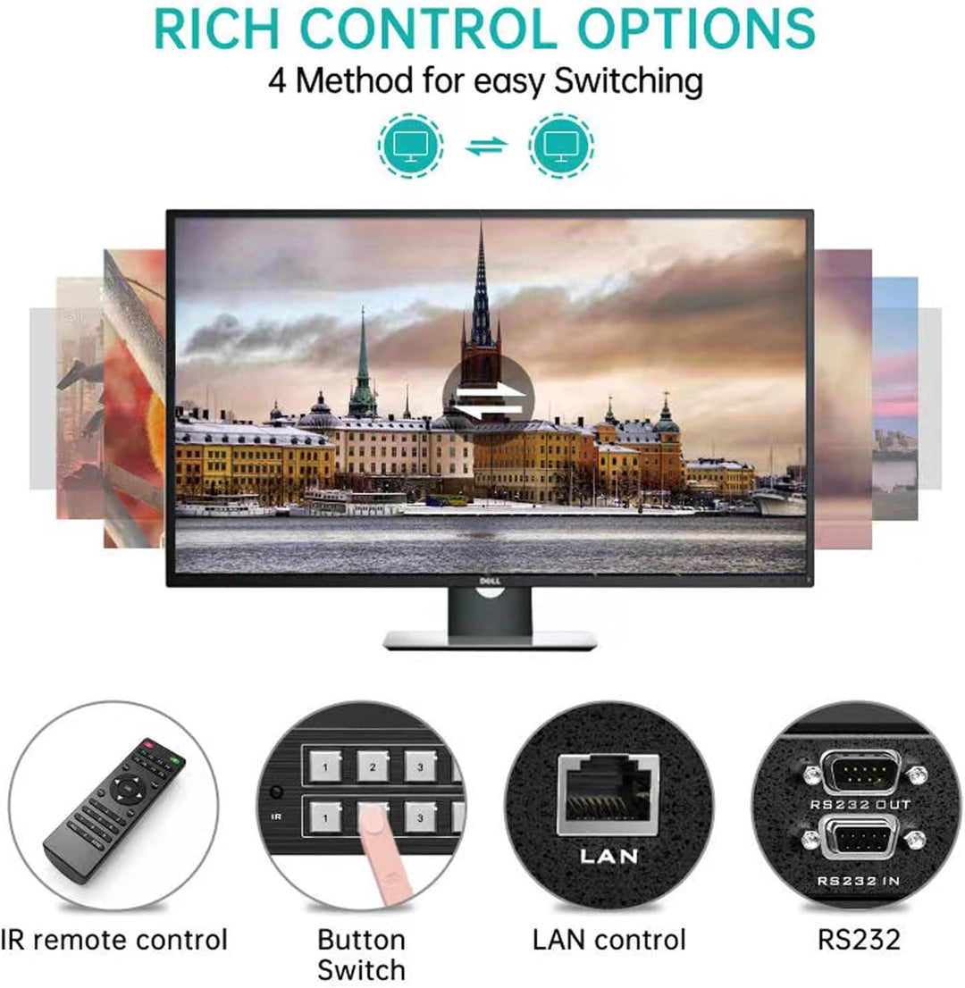 MT-VIKI HDMI Matrix Switch 8 in 8 Out Rackmount Splitter & Switch 8x8 mit IR-Fernbedienung RS-232 LA
