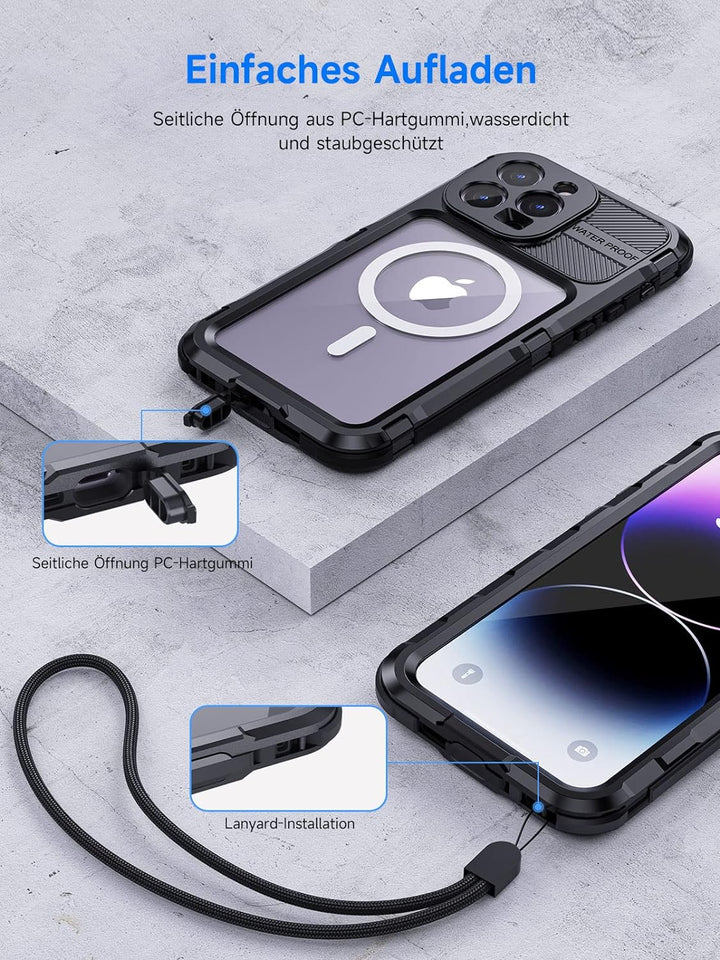 seacosmo für iPhone 14 Pro Max Hülle Wasserdicht [Kompatibel mit Magsafe] Metall Handyhülle iPhone 1