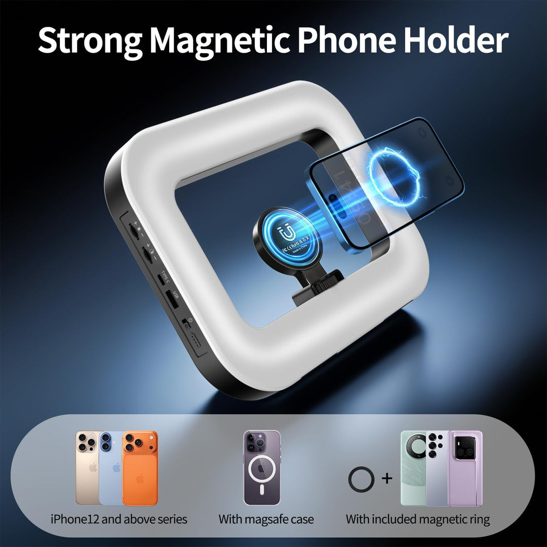 yAyusi Magnetisch Handylicht für Videoaufnahmen, Hand-Telefonstabilisator mit Licht, 8000mAh LED-Sel
