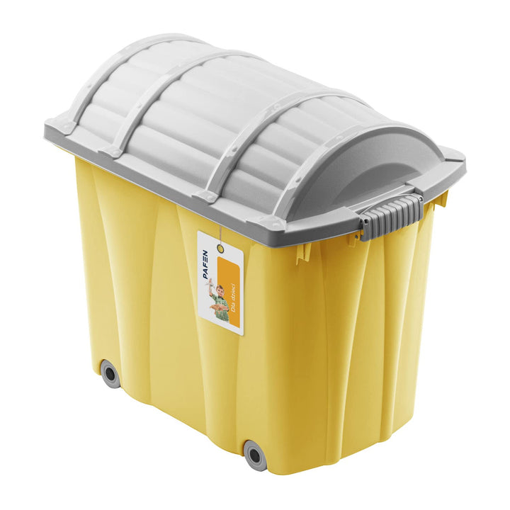 PAFEN Piraten Spielzeugkiste 62l mit Rollen - Schatzkiste 58 x 51 x 37,5cm - Spielzeugbehälter mit D