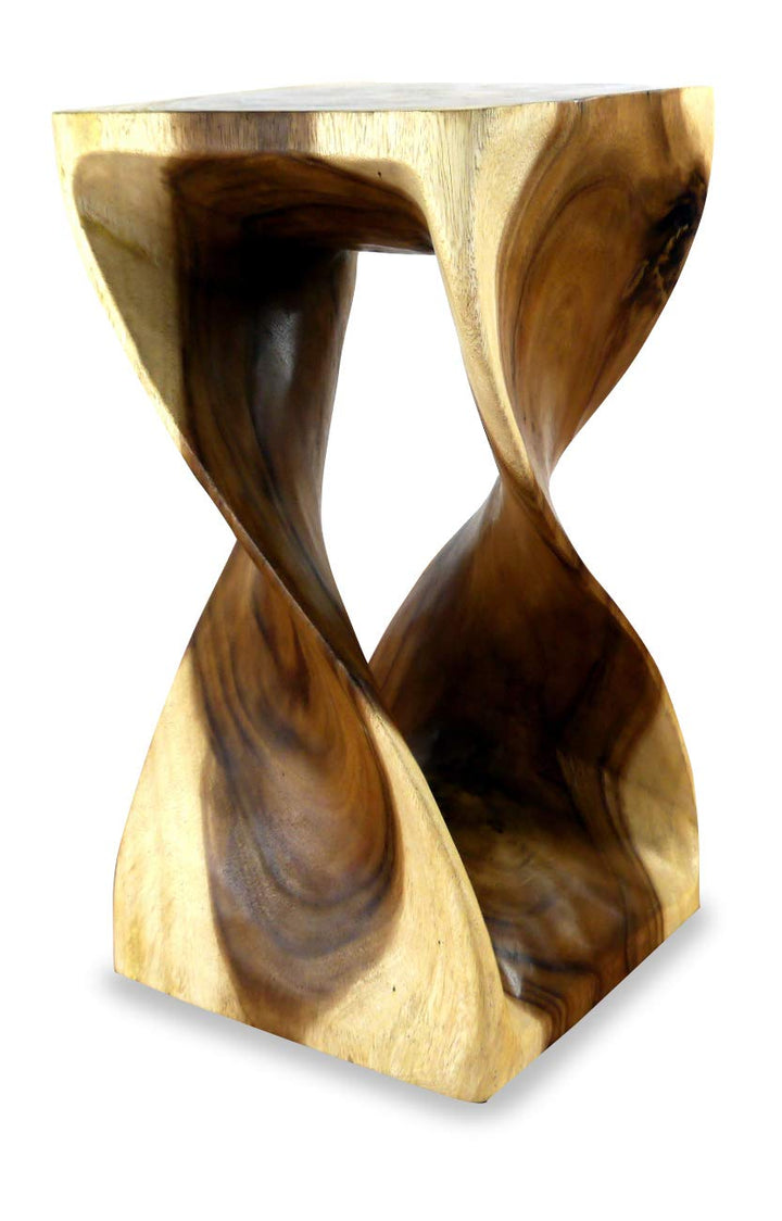 livasia Gedrehte Massivholzsäule aus Thailand, Beistelltisch/Hocker als Blumensäule oder Podest, asi
