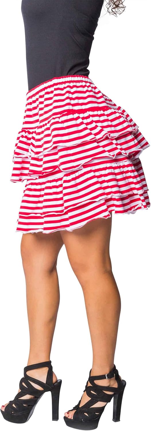 Rock gestreift Damen S-M Rot/Weiss, S-M Rot/Weiss