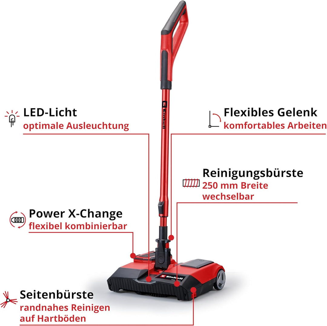 Einhell Akku-Besen TE-FS 18 Li-Solo | PXC | 18 V | 250-mm-Kehrwalze | Reinigungslippe | beutellos |