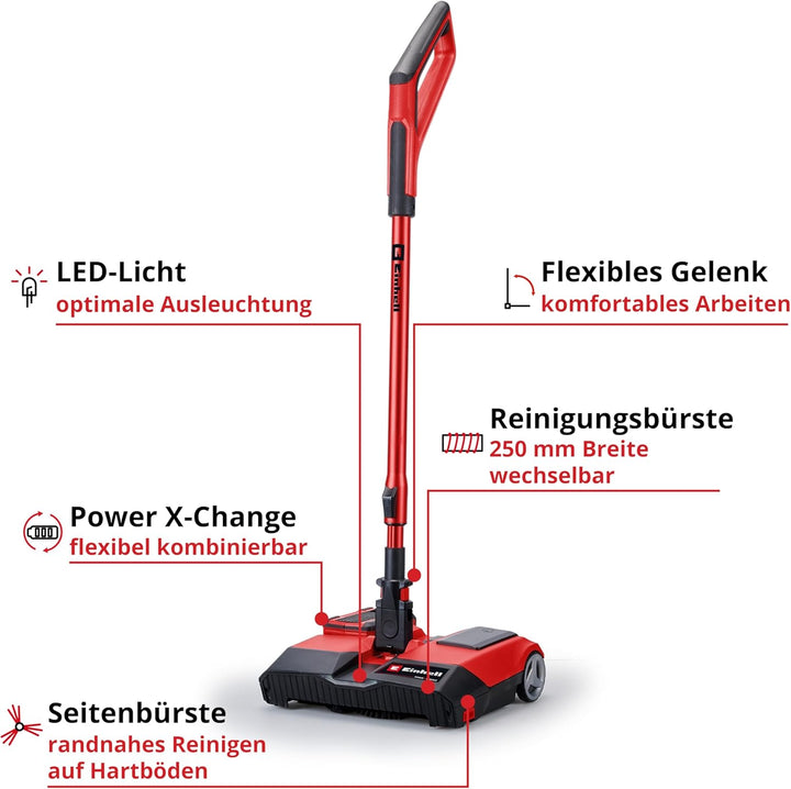 Einhell Akku-Besen TE-FS 18 Li-Solo | PXC | 18 V | 250-mm-Kehrwalze | Reinigungslippe | beutellos |