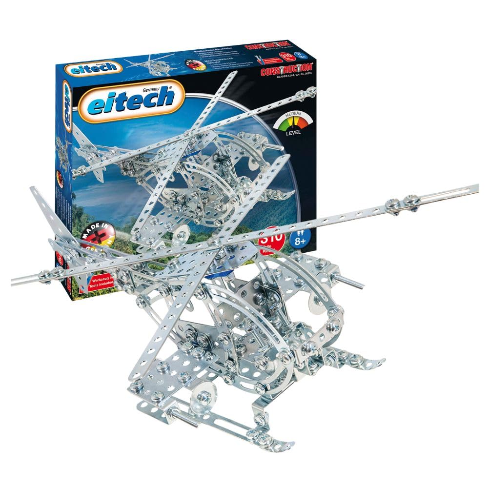 Eitech 00205 Metallbaukasten - Helikopter, Hubschrauber, Modellbausatz für Kinder ab 8 Jahren, 310 B