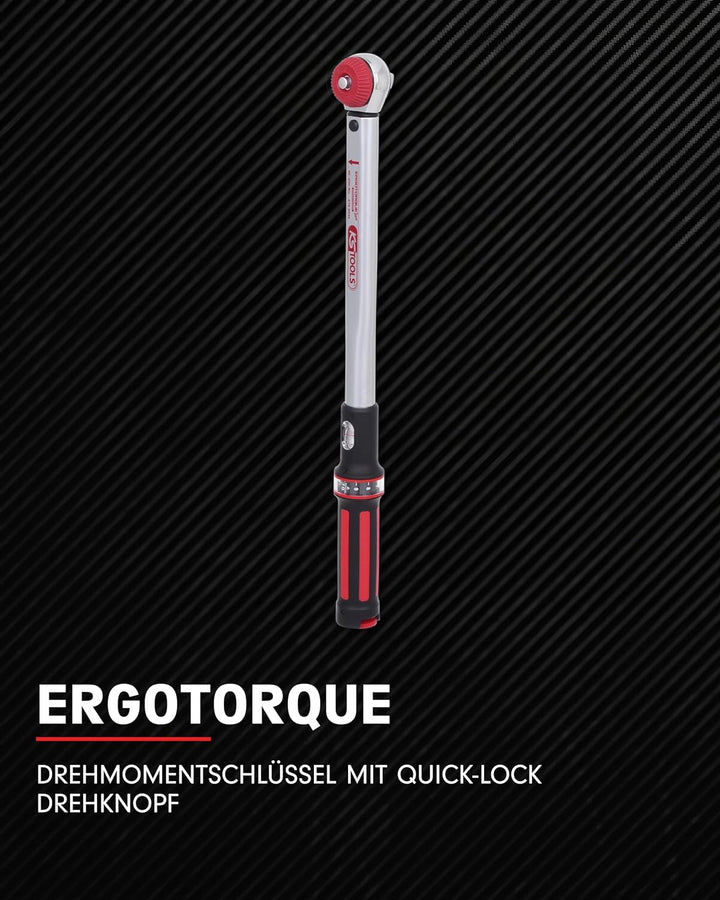 KS Tools 516.6042 1/2" ERGOTORQUEprecision Drehmomentschlüssel 40-200 Nm mit Quick-Lock Drehknopf-Um