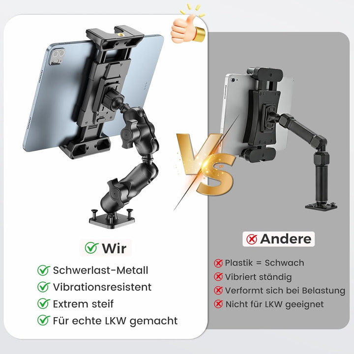 OHLPRO Tablet Halterung Auto aus Aluminium mit Hochleistungs Bohrerbasis, LKW iPad Halter mit 2-Stuf