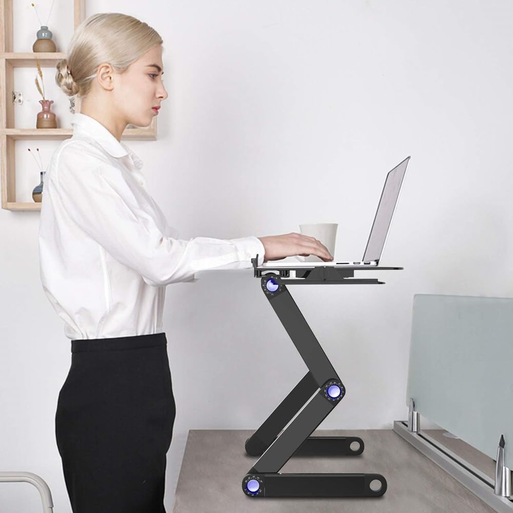 INF Verstellbarer Laptoptisch mit Mausmatte - Schwarz
