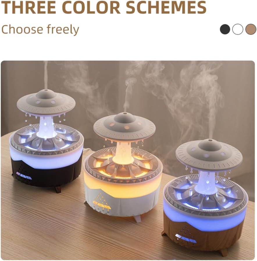 ThreeH UFO Design äTherische öLe Diffuser & Luftbefeuchter mit Regentropfen Effekt 7 Farben Licht fü