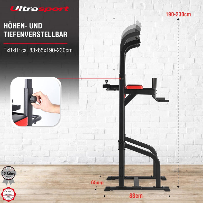 Ultrasport Power Tower/Power Rack, multifunktionale Kraftstation, für ein vielseitiges Training, Lat