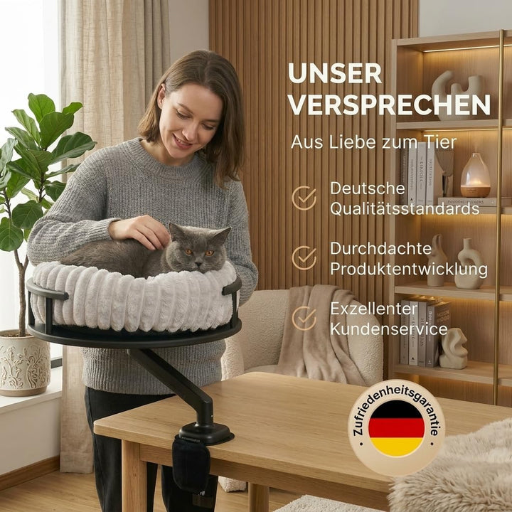 Katzenbett LEVI | Katzenbett Schreibtisch | Katzenplattform | Für Tische und Fenstersims | Inkl. 2 B