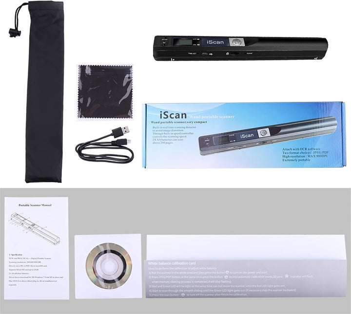 AOZBZ Tragbarer Dokumentenscanner, 900 DPI, Handgerät, USB-Bildscanner, A4, Farbfoto, mobiler Scanne