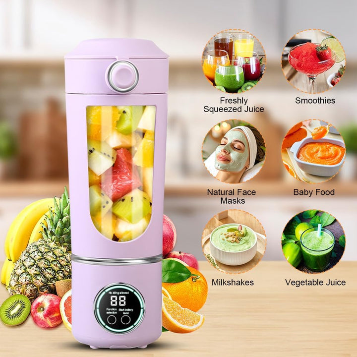 700 ml Tragbarer Mixer, Wiederaufladbarer Kleiner Entsafter, Smoothie Maker mit 12 Rostfreien Klinge