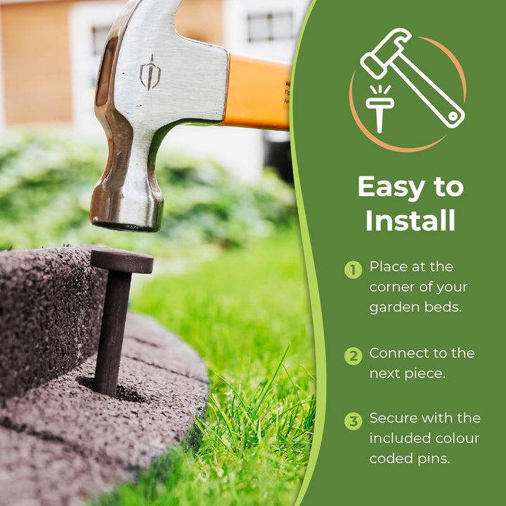 FlexiBorder 2 x 90 Grad Innenecke Braun - Gummirand für den Rasen - Gartenbegrenzung für Rasenfläche
