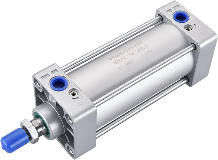 Heschen Pneumatischer Standard-Luftdruckzylinder, SC 63-100, PT3/8'' Anschluss, 63mm Bohrung, 100mm