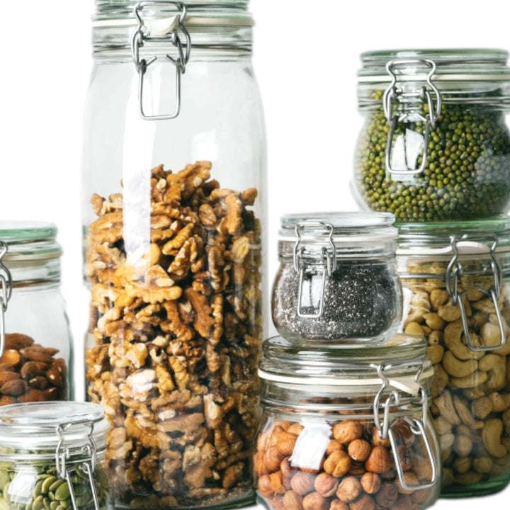 gouveo 12er Set Vorratsgläser 500 ml eckig mit Bügelverschluss - Bügelgläser aus Glas mit Drahtbügel