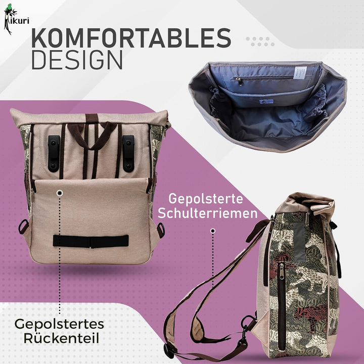 Ikuri Fahrradtasche/Rucksack Kombi Fahrradrucksack aus Plane für Gepäckträger Packtasche Wasserdicht