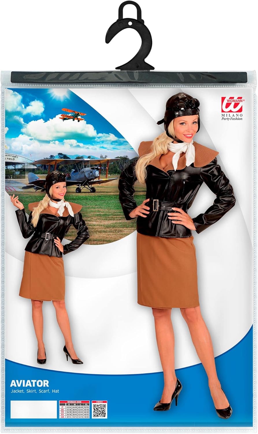 "RETRO AVIATOR GIRL" (jacket, skirt, scarf, hat) - (M), M