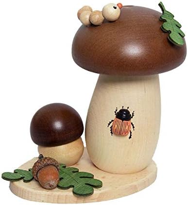 Drechslerei Kuhnert - Rauchfigur, Räucherfigur - Rauchpilz - ca. 14 cm - Made in Germany (Marone), M