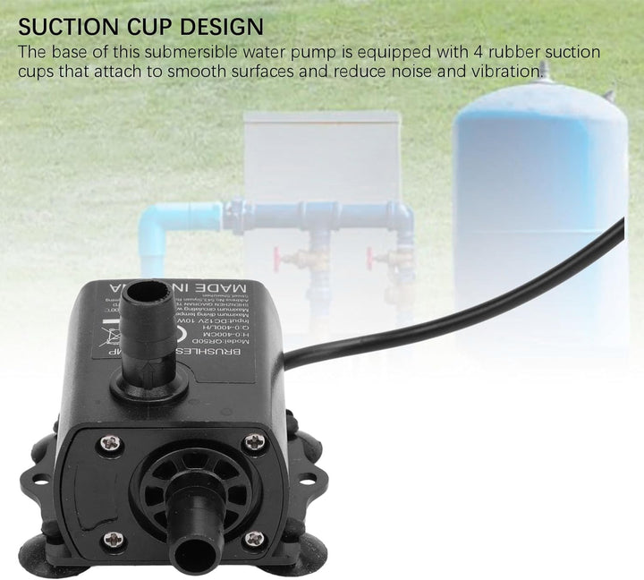 Tauchwasserpumpe, DC 12 V 10 W 0-400 l/h Mikrobürstenlose Pumpe Mini-Wassertransferpumpe für das Was