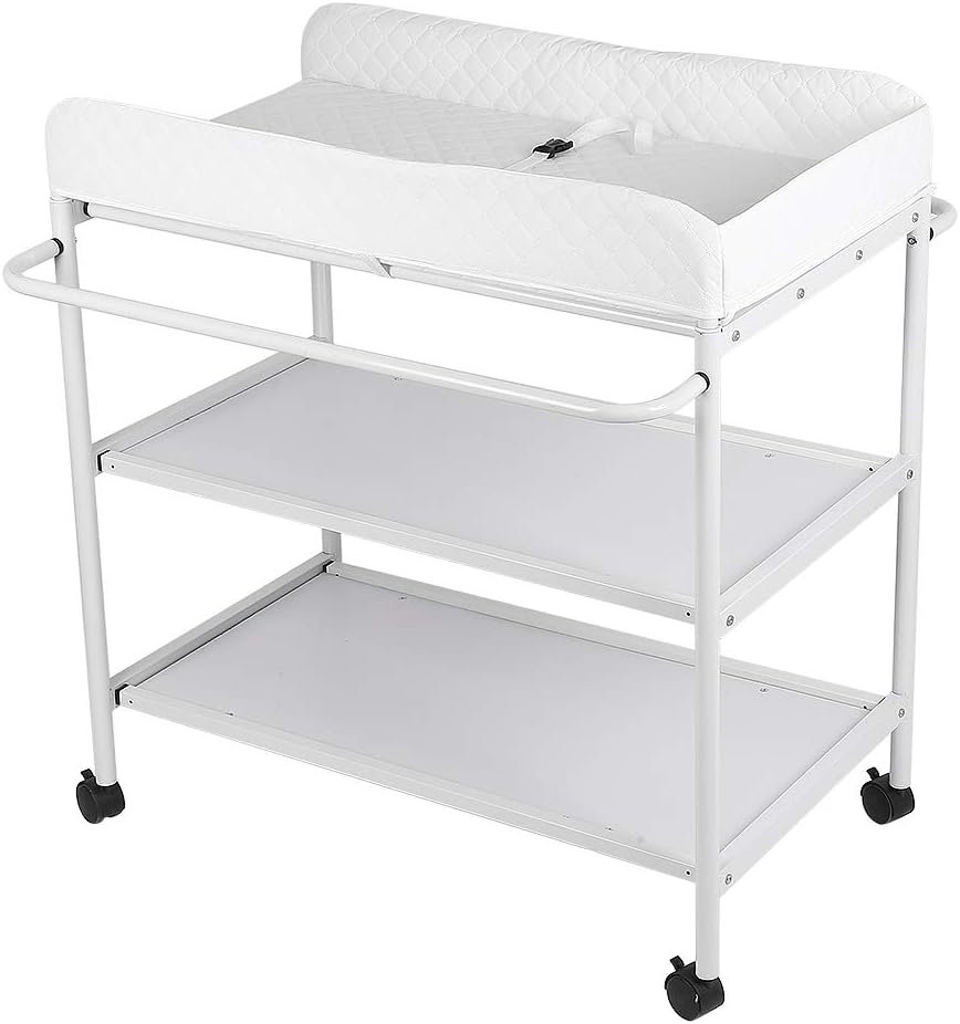 Wickeltische, Mit Rädern, 84 * 48 * 90cm B,Weiss, B,Weiss