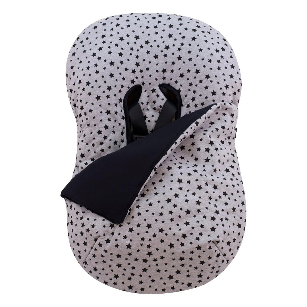 JYOKO KIDS Universal Winterfusssack für Babyschale Babyschale (Baumwolle, Black star), Baumwolle Bla