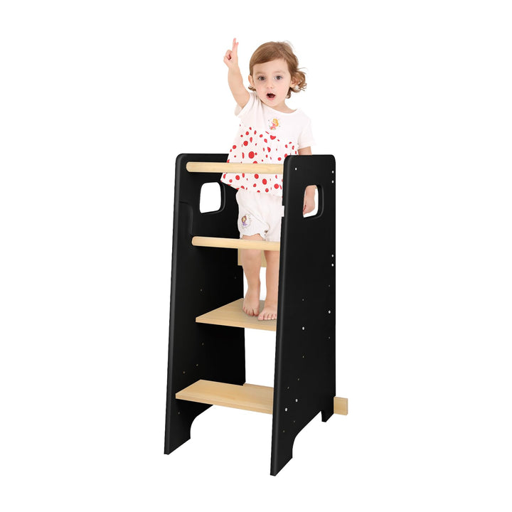 Lernturm für Kinder aus Robuster Holz - mit 3 höhenverstellbaren Ebenen - Tritthocker Kinder - Learn