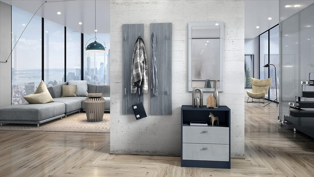 Vladon Wandpaneel 120, Garderobenpaneel bestehend aus 2 Paneelen, Avola-Anthrazit (je 28 x 120 x 2 c