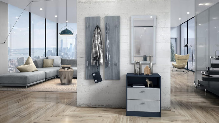 Vladon Wandpaneel 120, Garderobenpaneel bestehend aus 2 Paneelen, Avola-Anthrazit (je 28 x 120 x 2 c