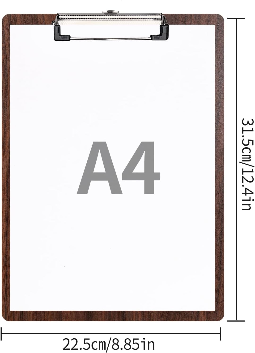 (8 Stück) Klemmbrett Holz A4,Schreibbrett Klemmbretter mit Metalklemme und Aufhängeose, Clipboard Sc