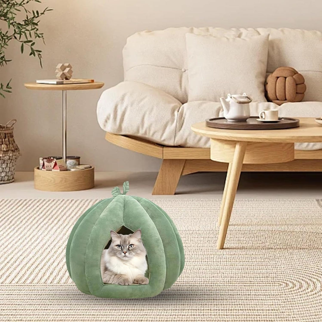 Pumpkin Cat Bed, Enclosed Cat House, Cat Cave Bed, Thickened Halloween Pet Bed, Cat Hideaway for Kit