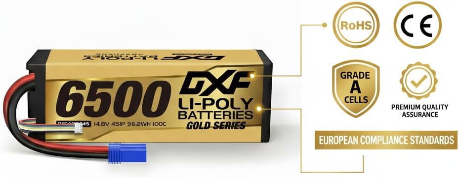 DXF 2 Stück 4S 14,8 V 6500 mAh 100C RC Lipo Akku Hard Case EC5 Anschluss für RC 1/8 Buggy Truggy Car