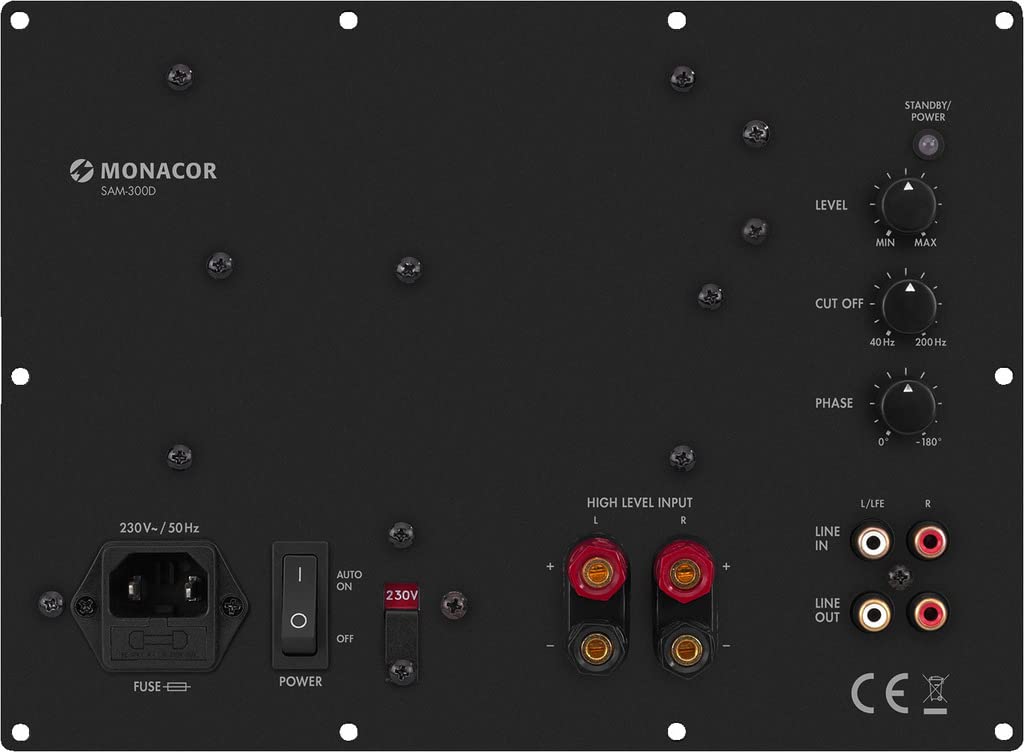 Monacor SAM-300D Aktives Subwoofer-Modul Klasse-D für das Digitale Zeitalter, Einbau-Verstärker in S
