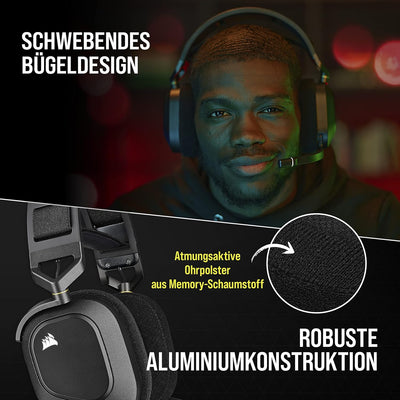 Corsair HS80 RGB WIRELESS Premium-Gaming-Headset mit Dolby Atmos (niedrige Latenz, omnidirektionales