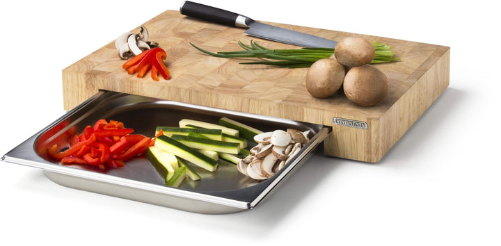 Continenta Schneidebrett mit Edelstahl-Schublade 4027 48 x 32,5 x 6 cm 9 x 2 x 2 cm, 9 x 2 x 2 cm