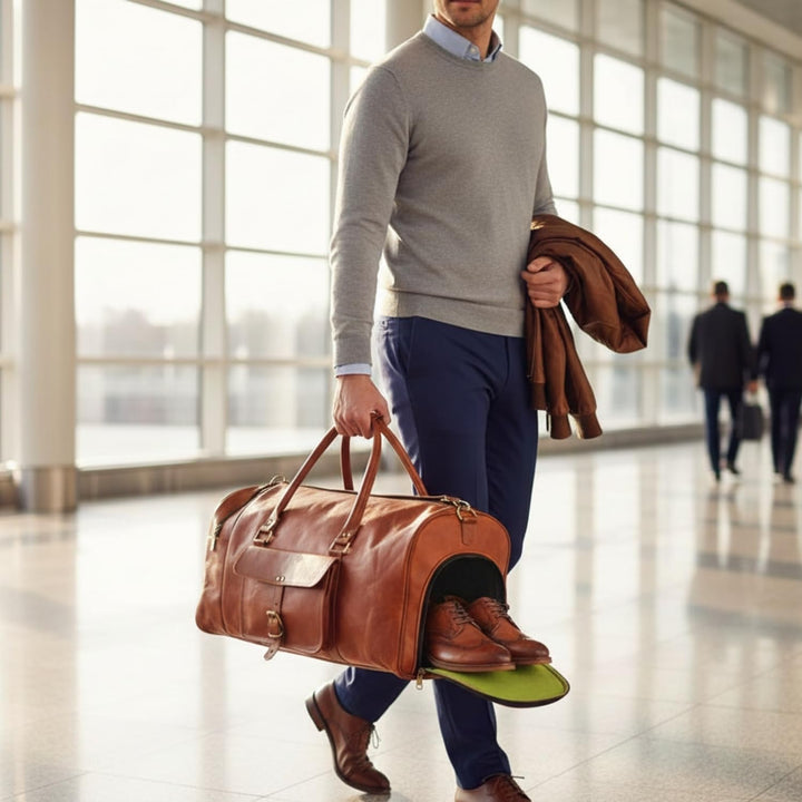 ALASKA EXPORTS Harvey Echtes Leder Holdall Duffel Gym Weekender Gepäck Reise Schulter Vintage Tasche