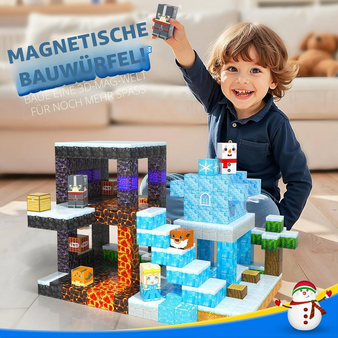 Gefrorene Magnetbausteine & Magnetische Bausteine - Gefroren & Lava Set, Magnetische Kacheln, STEM S