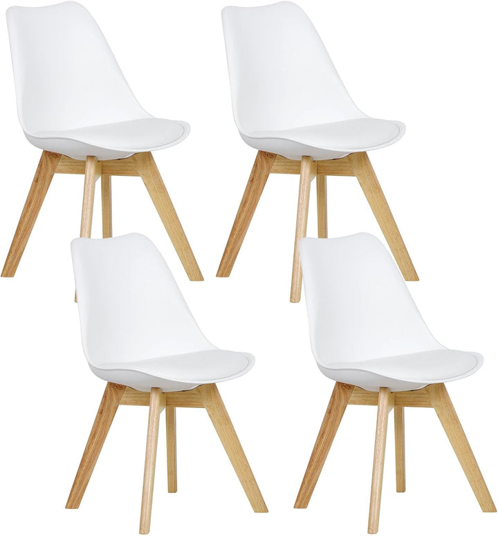 WOLTU® 4er Set Esszimmerstühle Küchenstuhl Design Stuhl Esszimmerstuhl Kunstleder Holz Weiss BH29ws-