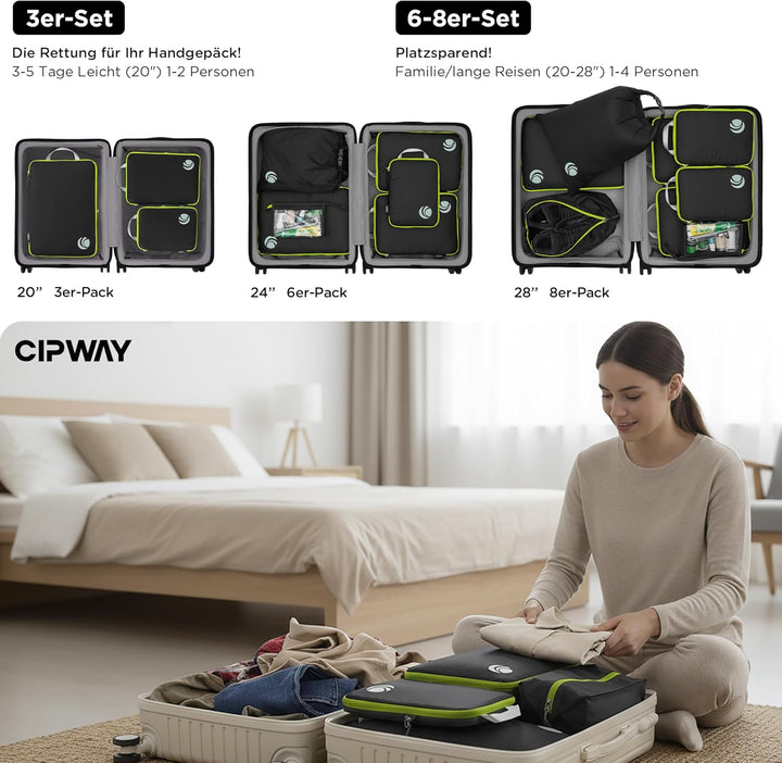Cipway Kompression Koffer Organizer Set für Rucksack ，Ultraleichte Packtaschen Compression Packing C