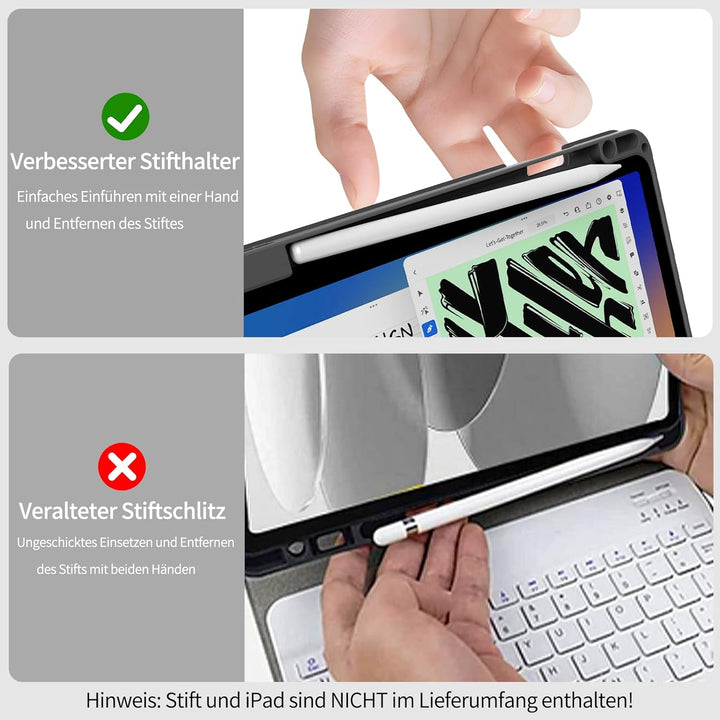 Hülle mit Tastatur für iPad A16 11 Generation 2025/10 Generation 2022(11/10.9 Zoll), Soft TPU Rücksc