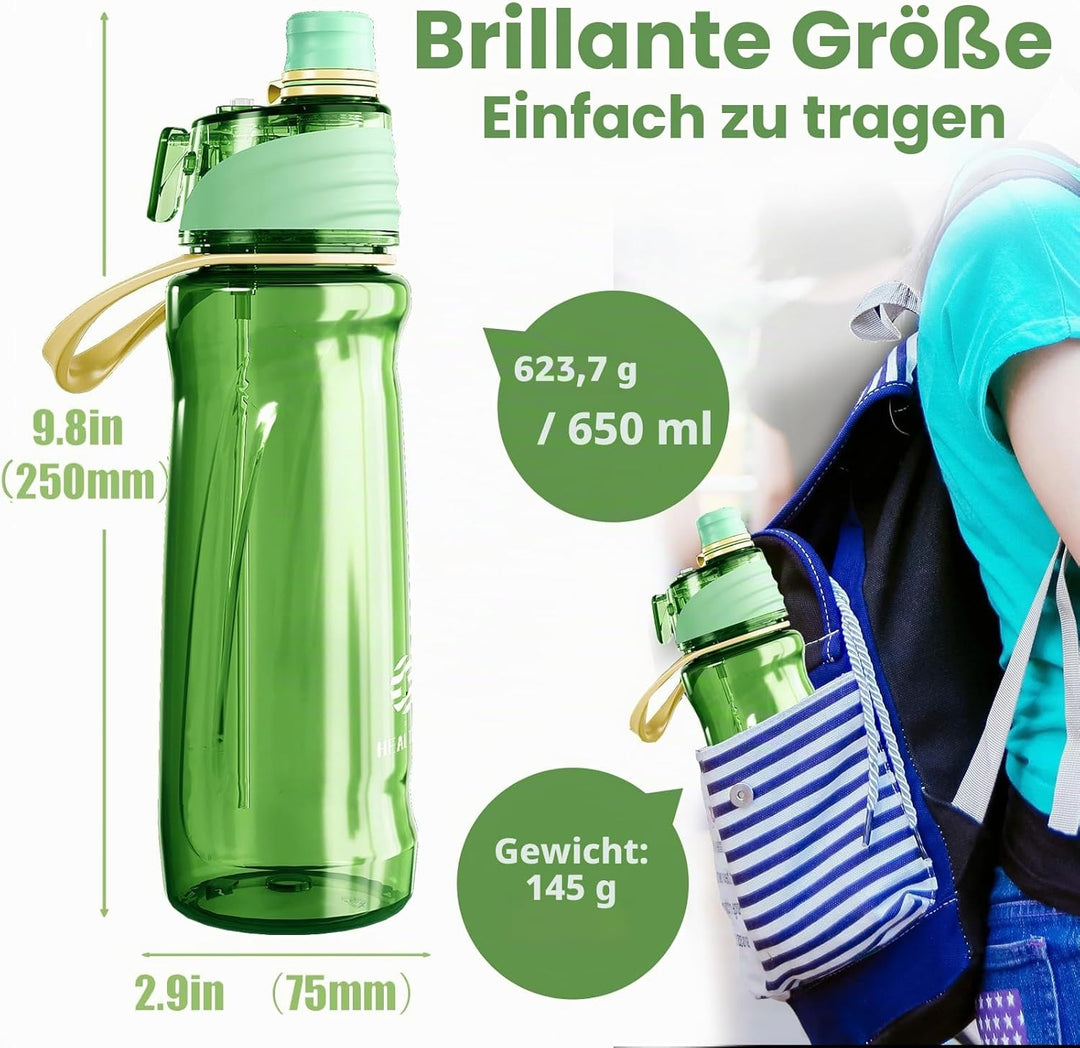 650ml Trinkflasche mit Sprühfunktion Nebel Sport Wasserflasche Auslaufsicherer Flasche für Jungen un