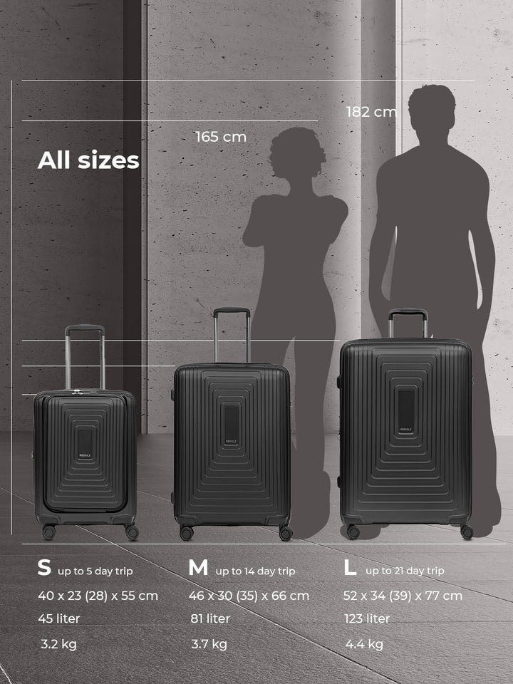 REDOLZ sehr grosser Hartschalen L+ Trolley | 52 x 34 x 77 cm | mit Dehnfalte von 123 auf 140 Liter e